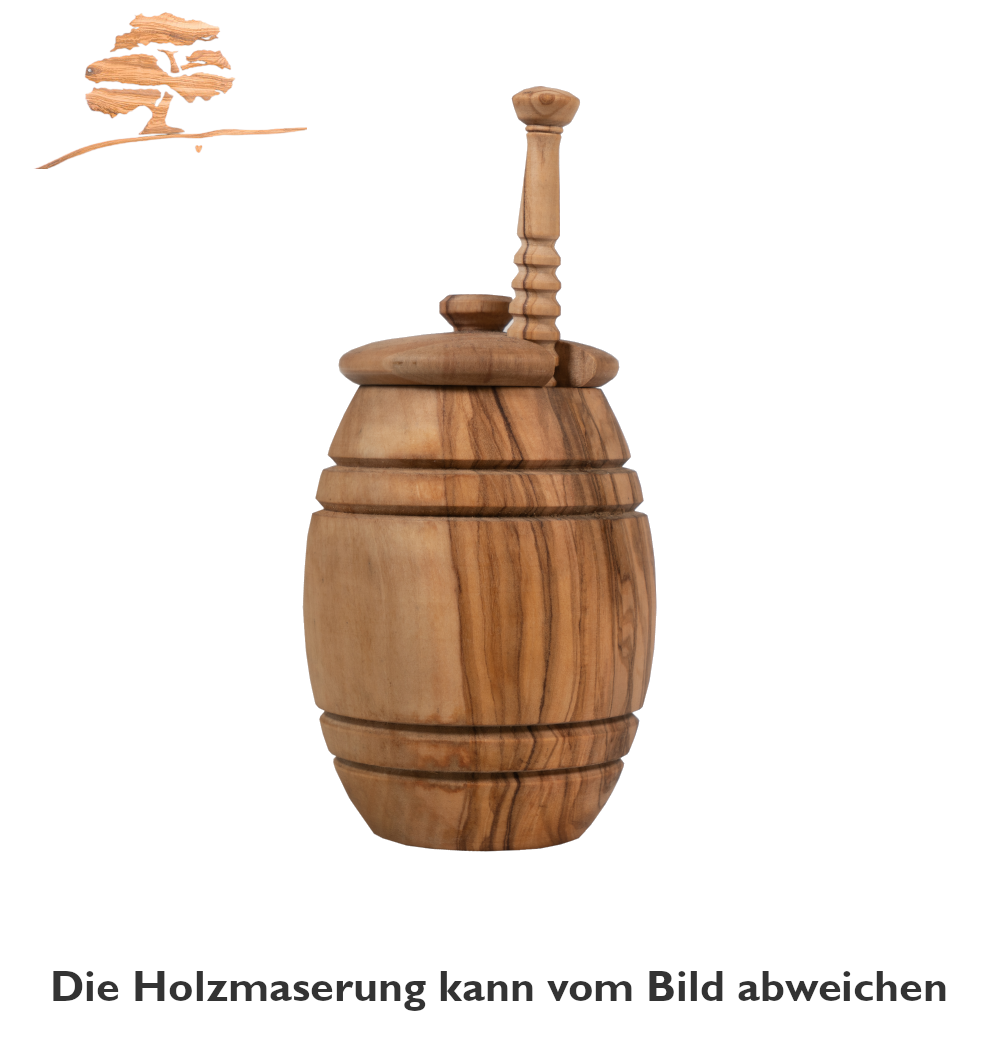 Olivenholz Honigtopf mit Honiglöffel